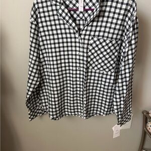 Auden Black and White Plaid Pajama Top